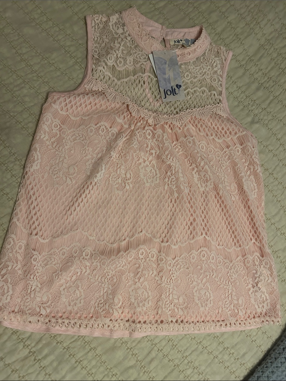 Jolt women Sleeveless Lace Overlay top Light Pink